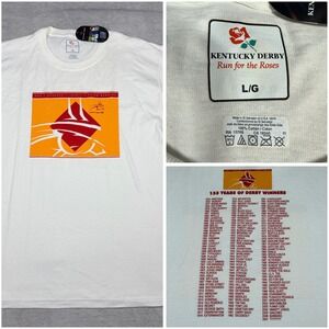 Kentucky Derby T-Shirt Mens Large White 133rd Running Winners List Graphic Tee